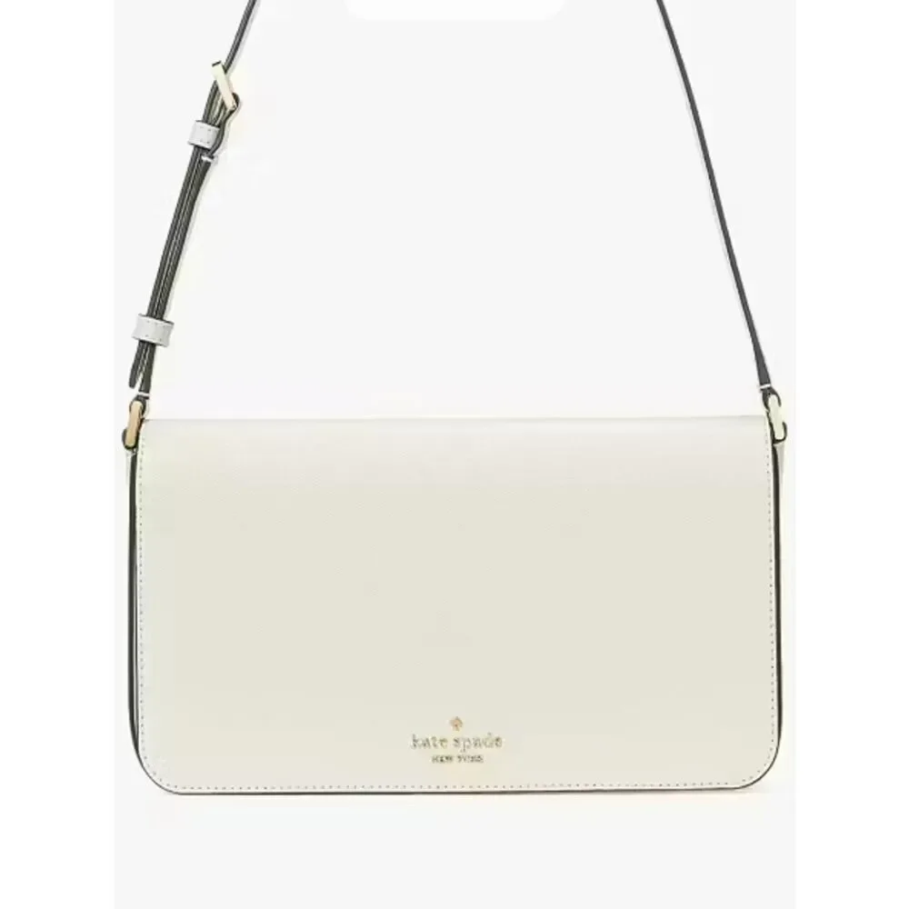 kate spade Staci Meringue Ivory Gold Tone Saffiano Leather Small Hobo Bag